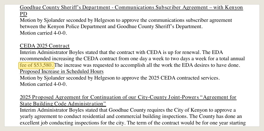 Minutes of Nov. 12, 2024, in the Dec. 10, 2024 packet, PDF page 17: one day a week becomes two.
