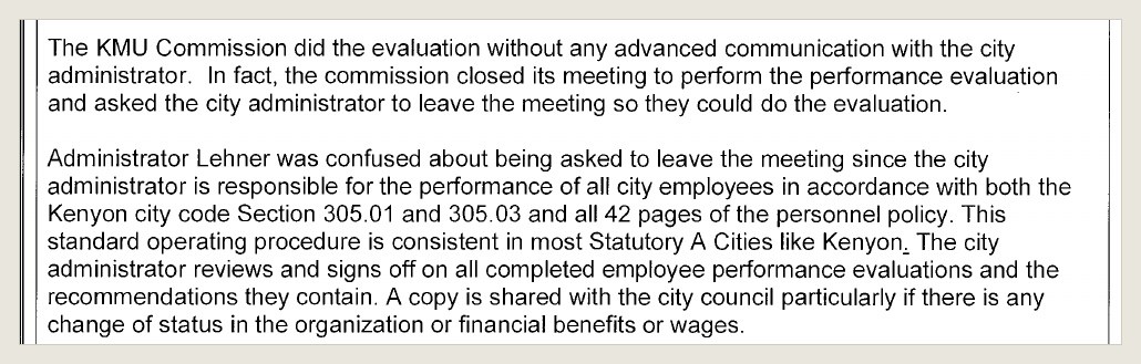 Jan. 14, 2025 packet, printed page 130: the commission "asked the city administrator to leave the meeting," and "Administrator Lehner was confused about being asked to leave."