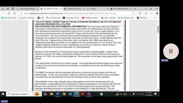 The council's screen at 7:37 p.m. on Jan. 14, 2025: page 130, with the authorship paragraph in view as the administrator begins.