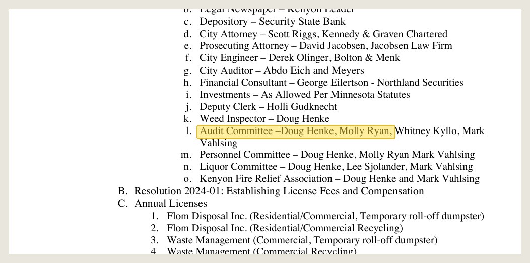 The Jan. 9, 2024 appointments: a four-member audit committee, the last full one.