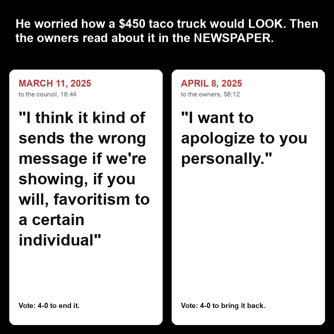He worried how a $450 taco truck would LOOK. Then the owners read about it in the NEWSPAPER.