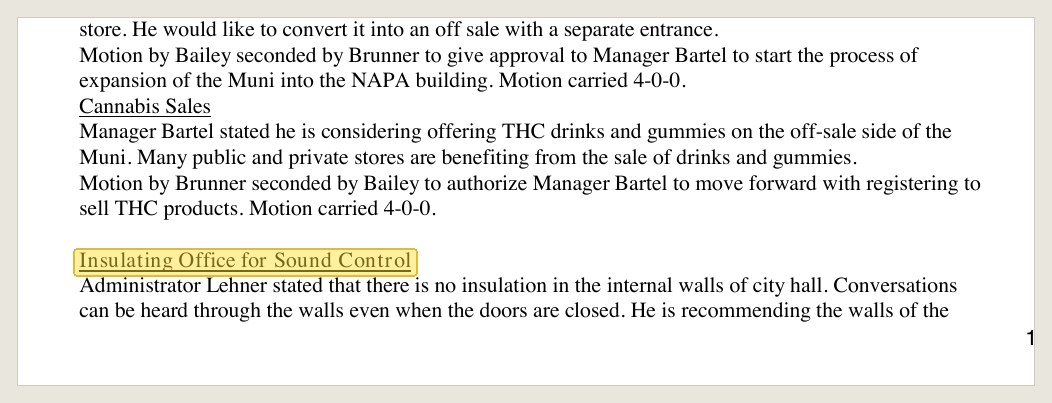 Minutes of March 11, 2025, in the April 8, 2025 packet: the insulation item as recorded.