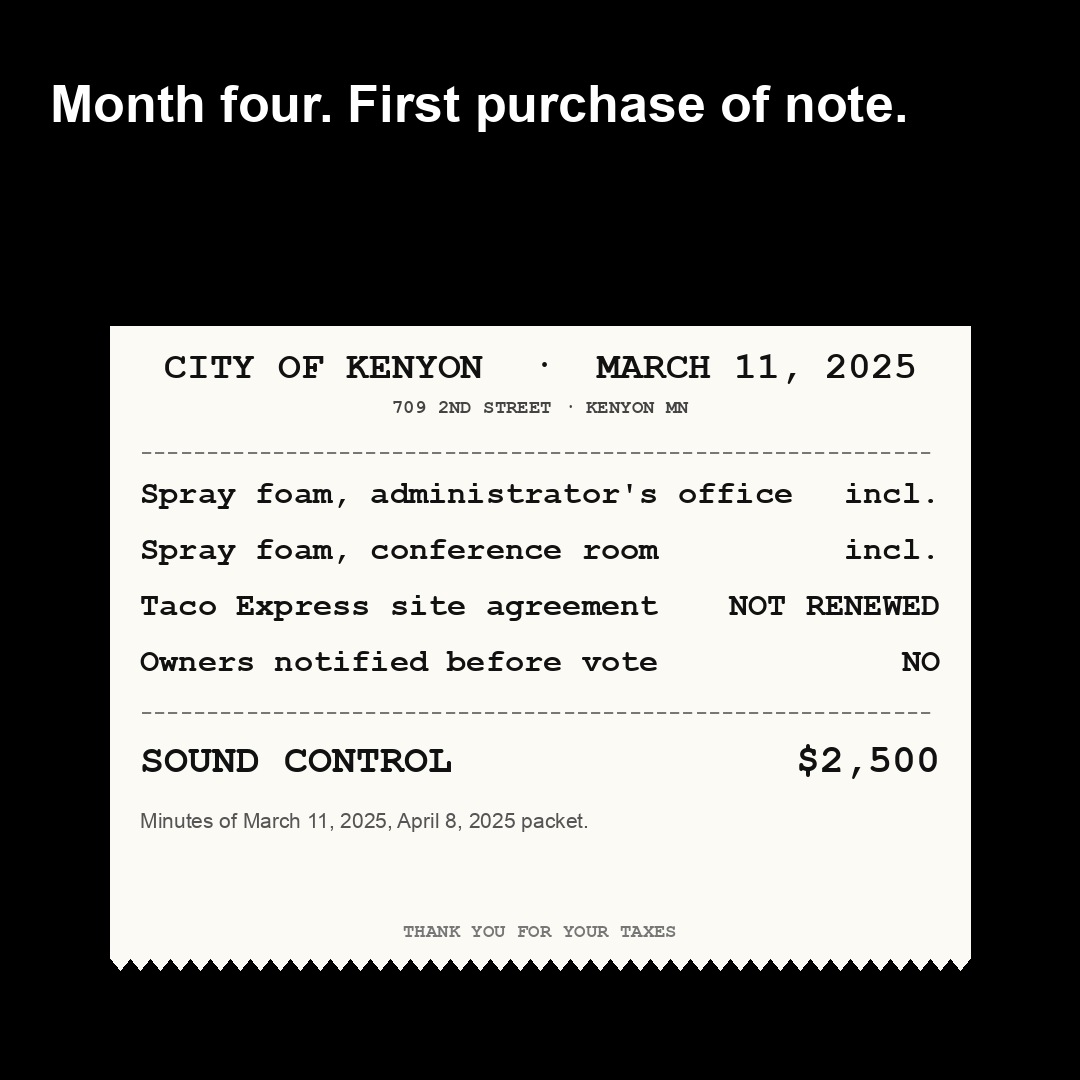 Month four. First purchase of note.