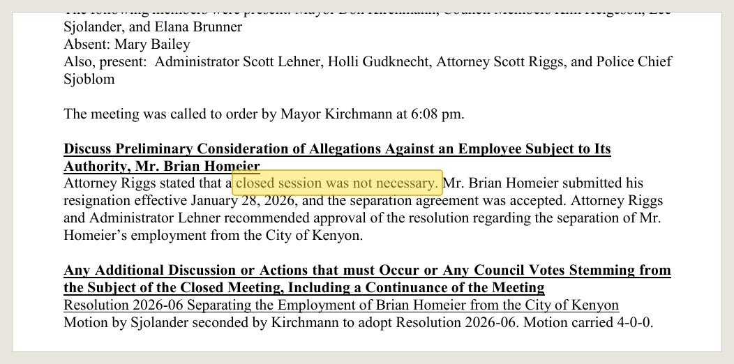 Minutes of January 28, 2026, in the March 10 packet: the attorney's first words on the item.