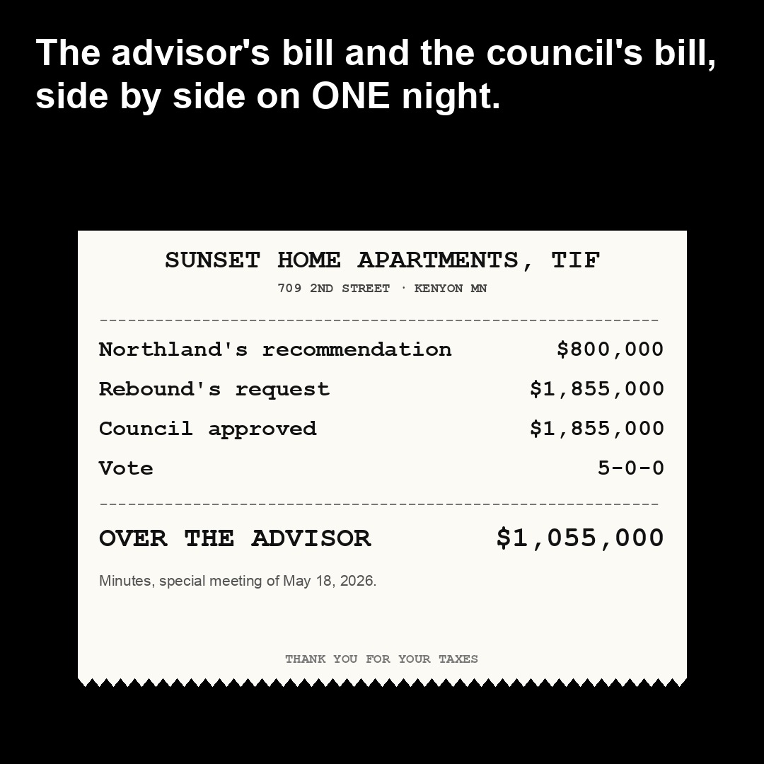 The advisor's bill and the council's bill, side by side on ONE night.