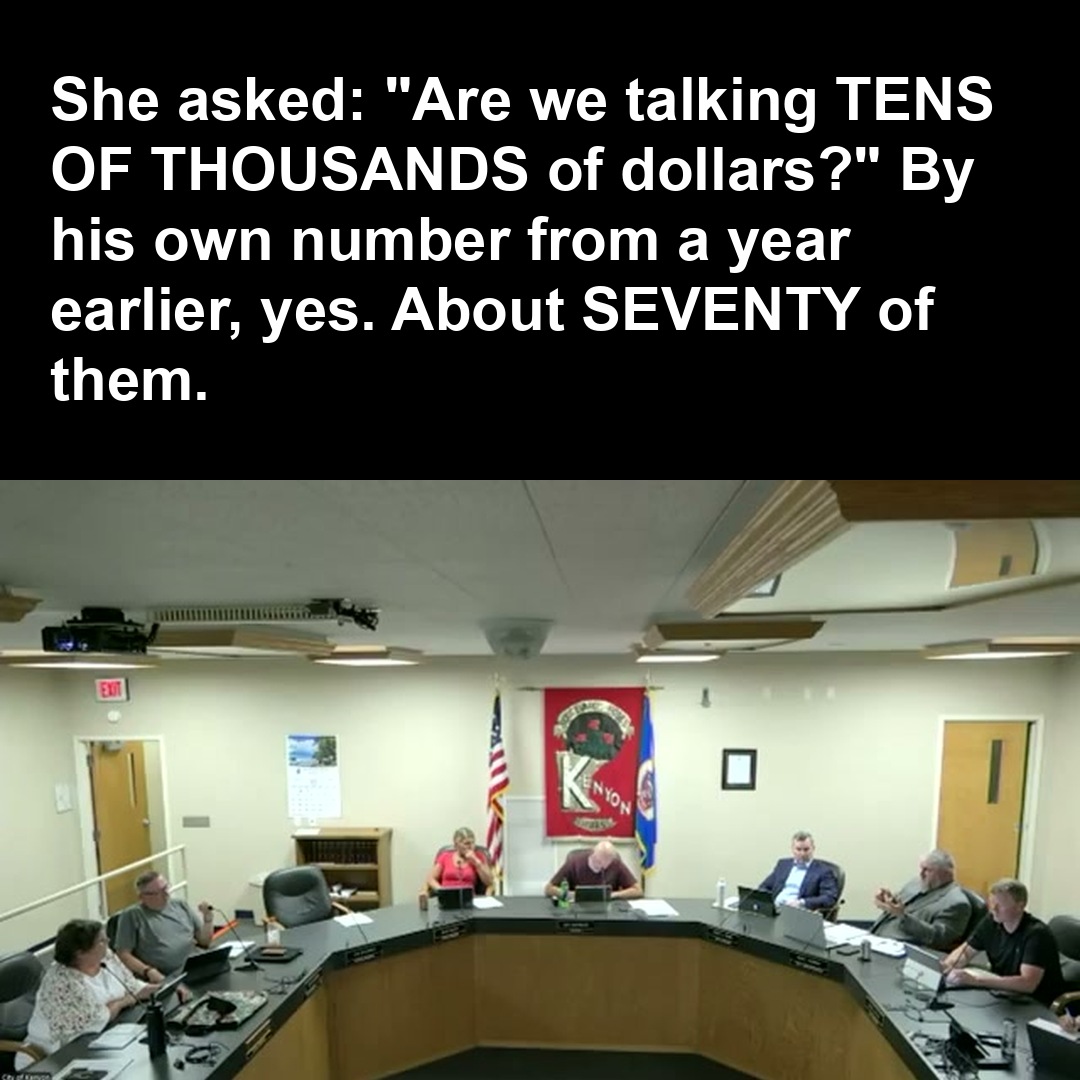 She asked: "Are we talking TENS OF THOUSANDS of dollars?" By his own number from a year earlier, yes. About SEVENTY of them.