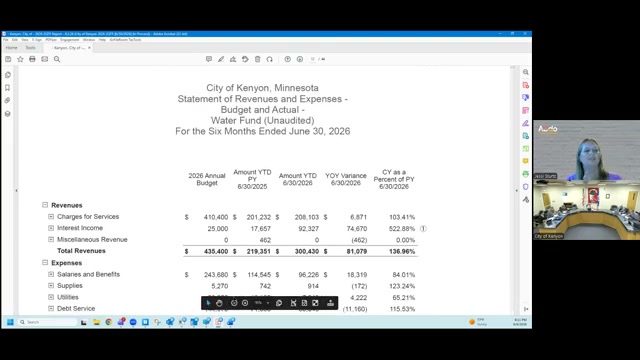 The recording at 1:10:49: the unaudited second-quarter statement on screen as the administrator describes a reserve of about 17 percent.